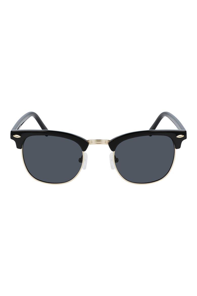 49mm Polarized Tapered Round Sunglasses, Main, color, BLACK