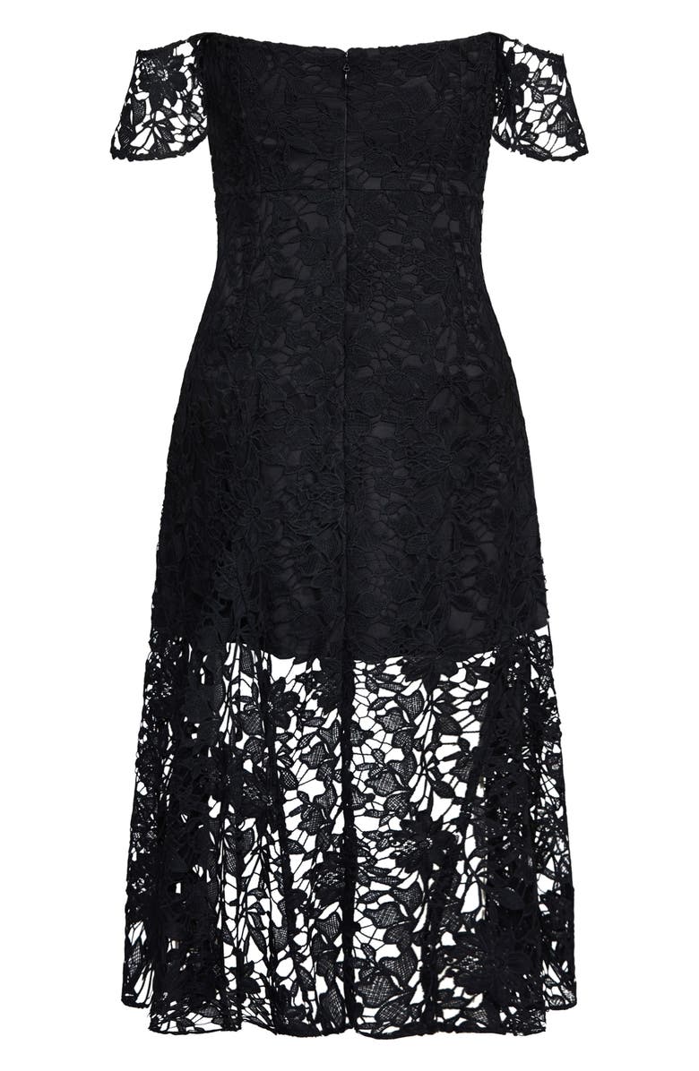 City Chic Lace Off the Shoulder High/Low Cocktail Dress, Alternate, color,