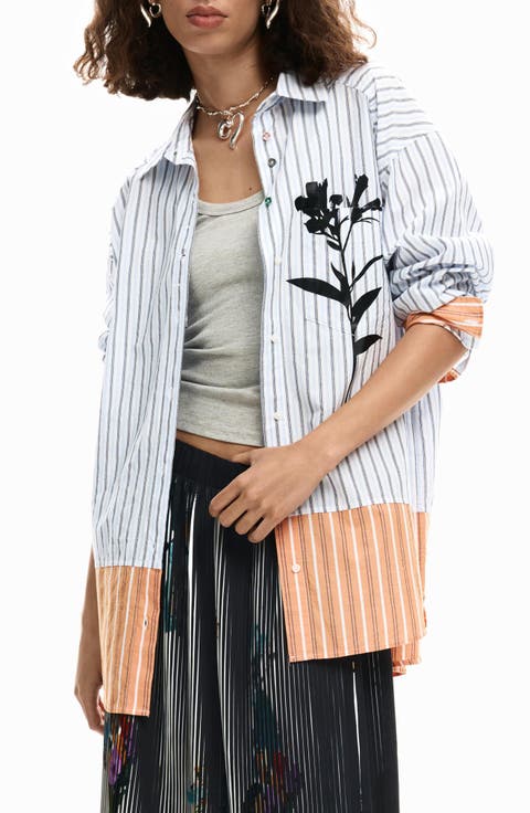 Flower & Stripe Woven Shirt