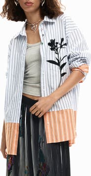 Desigual Flower & Stripe Woven Shirt