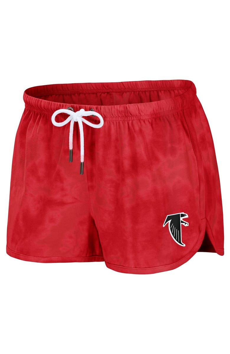 WEAR by Erin Andrews Women's WEAR by Erin Andrews Red Atlanta Falcons Tie-Dye Cropped Pullover Sweatshirt & Shorts Lounge Set, Alternate, color, Red