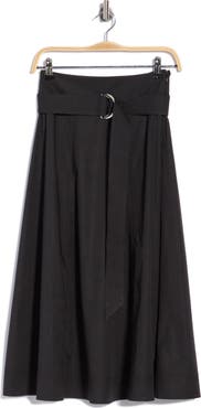 Veronica Beard Facia Belted Poplin A-Line Skirt
