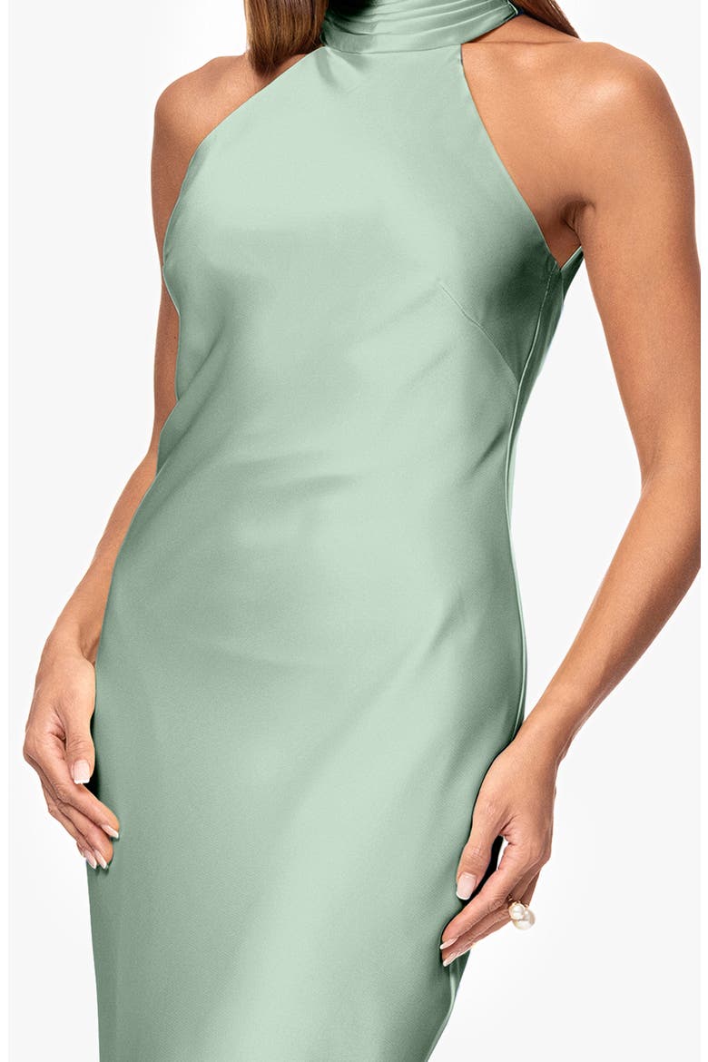 Halter Neck Satin Sheath Gown, Alternate, color, SAGE