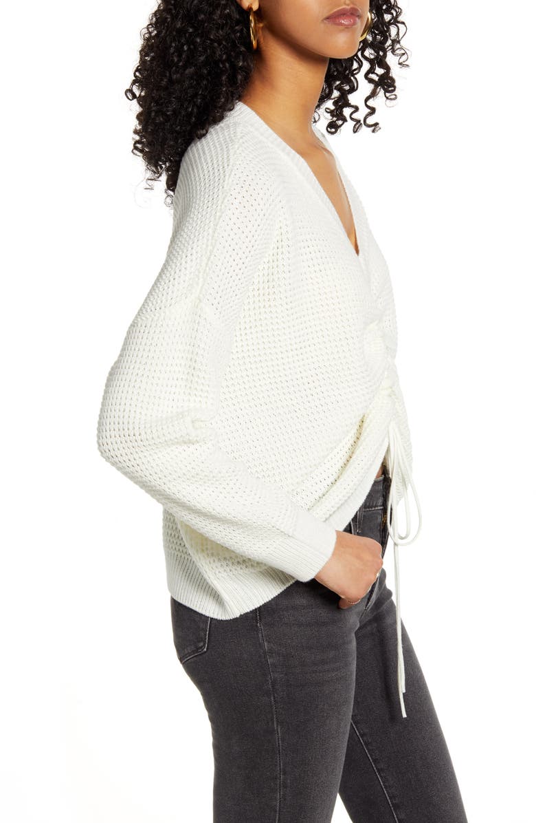Cotton Emporium Oversize Ruched Drawstring Sweater, Alternate, color,