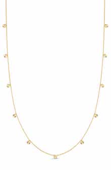 14K Yellow Gold Disc Station Necklace