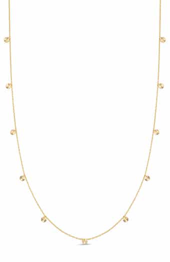 14K Yellow Gold Disc Station Necklace