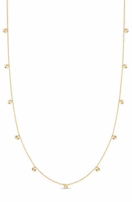 14K Yellow Gold Disc Station Necklace