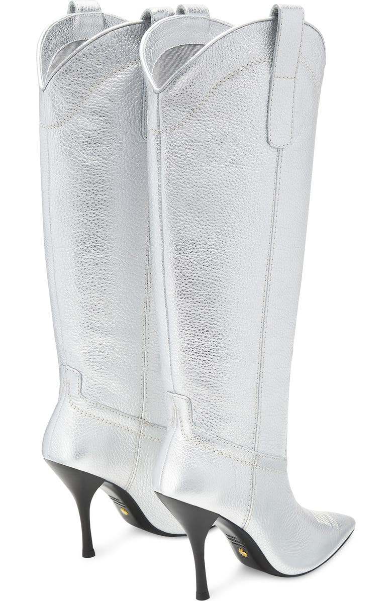 Stuart Weitzman Outwest Knee High Pointed Toe Boot, Alternate, color, Silver