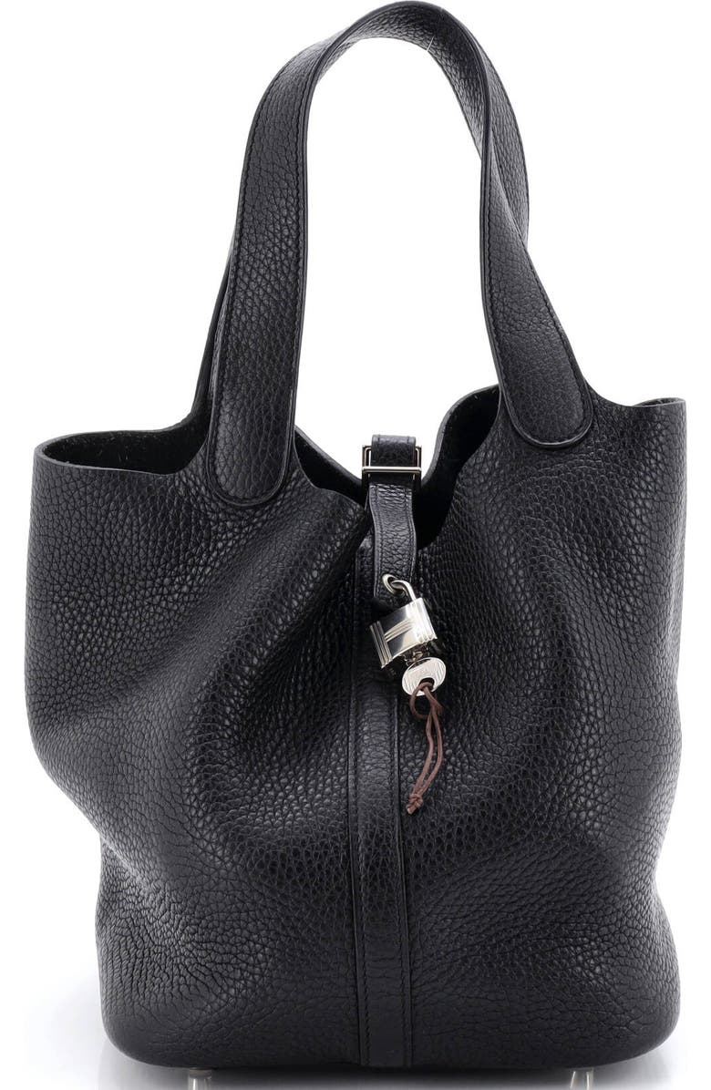 Pre-Owned Hermes Picotin Lock Bag Clemence MM, Main, color, Noir