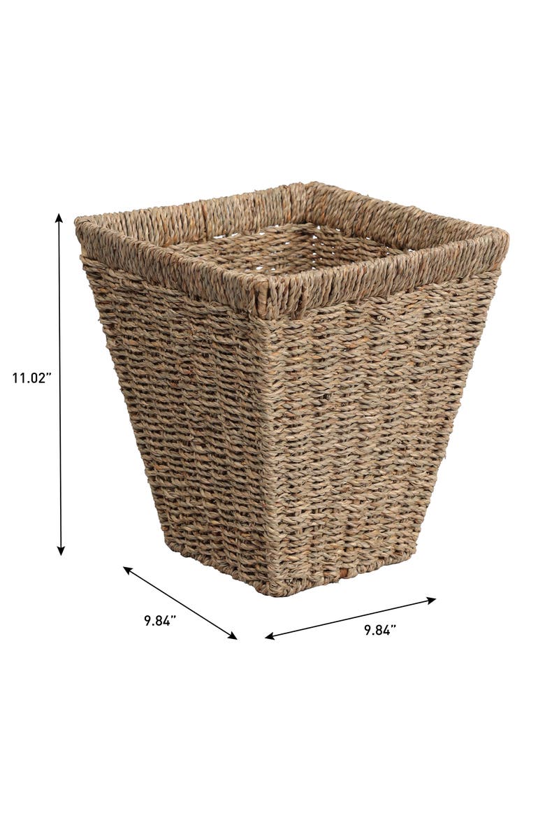 Handwoven Seagrass 2.3-Gallon Tapered Square Wicker Watebasket, Alternate, color, Natural