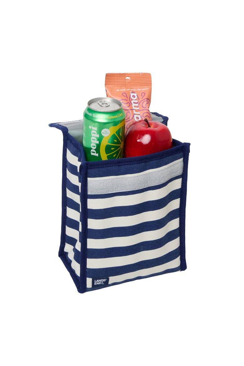 Small Cooler Bag Polyester Canvas, Soft Cooler Lunch Box, Alternate, color, Navy Stripe