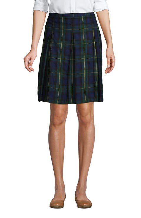 School Uniform Young  Plaid Box Pleat Skirt Top of the Knee