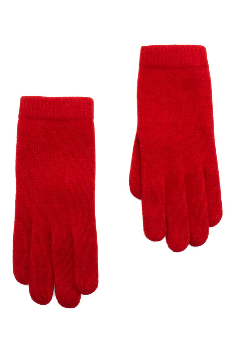 Solid Cashmere Gloves, Main, color, FIRE RED