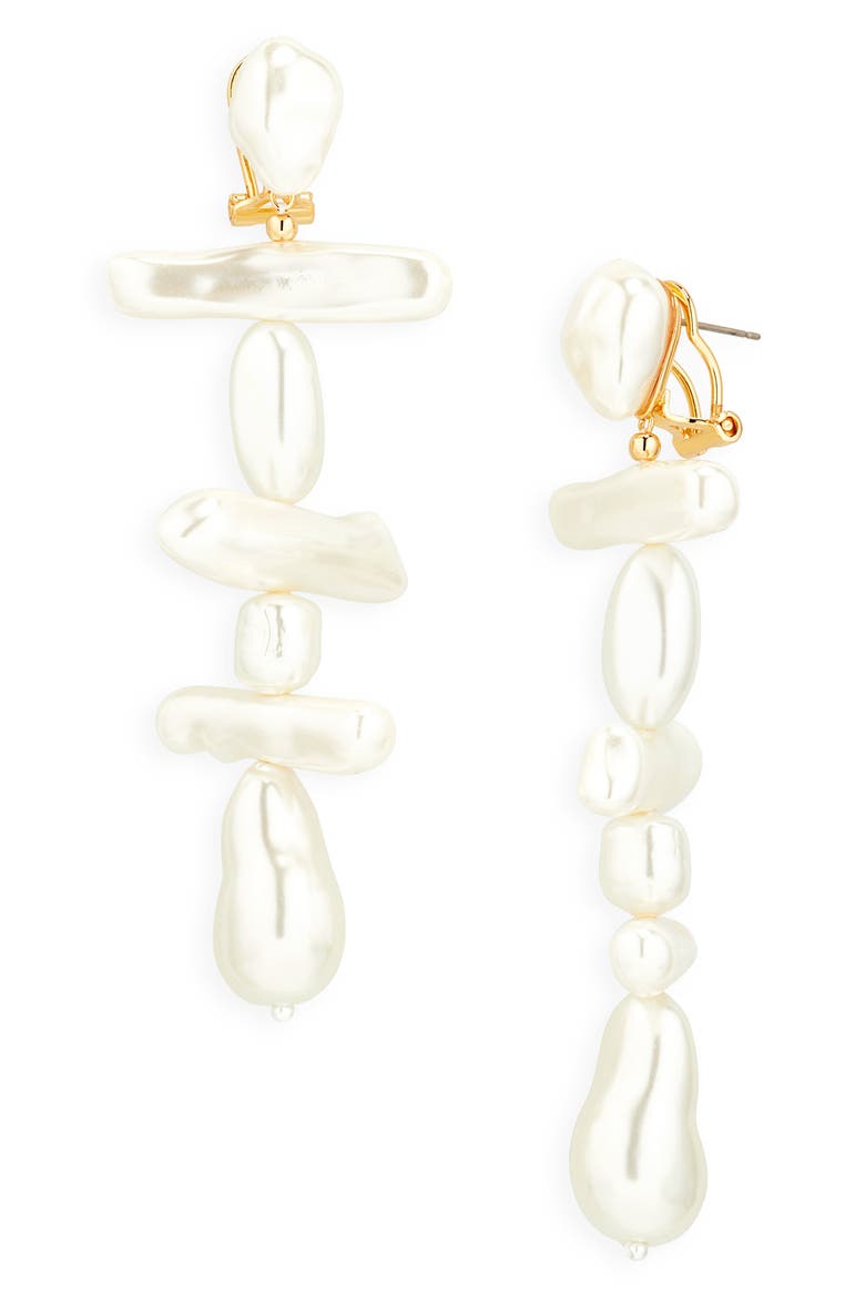 Grand Estate Linear Drop Earrings, Main, color, PEARL