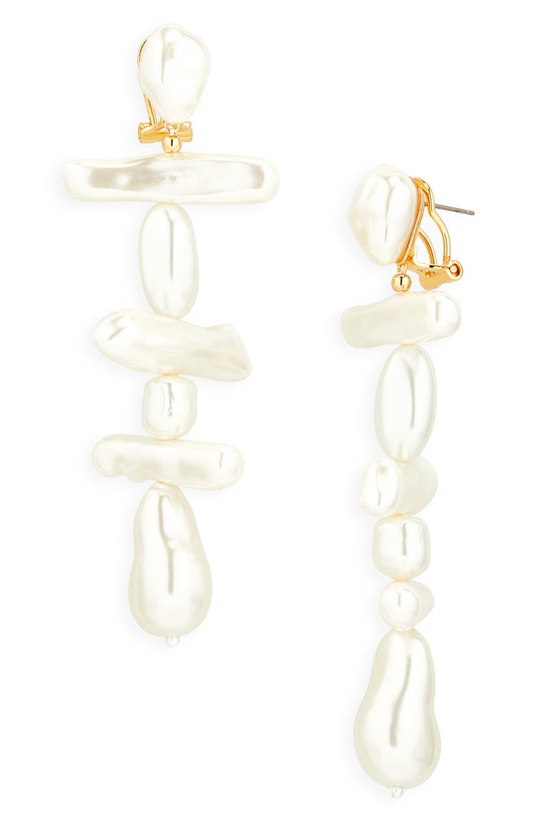 Lele Sadoughi Grand Estate Linear Drop Earrings, Main, color, Pearl