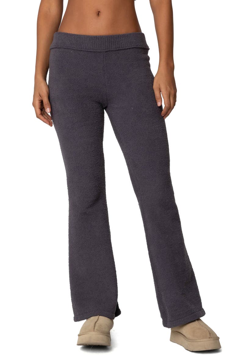 Plush Flare Leg Pants, Main, color, DARK GRAY