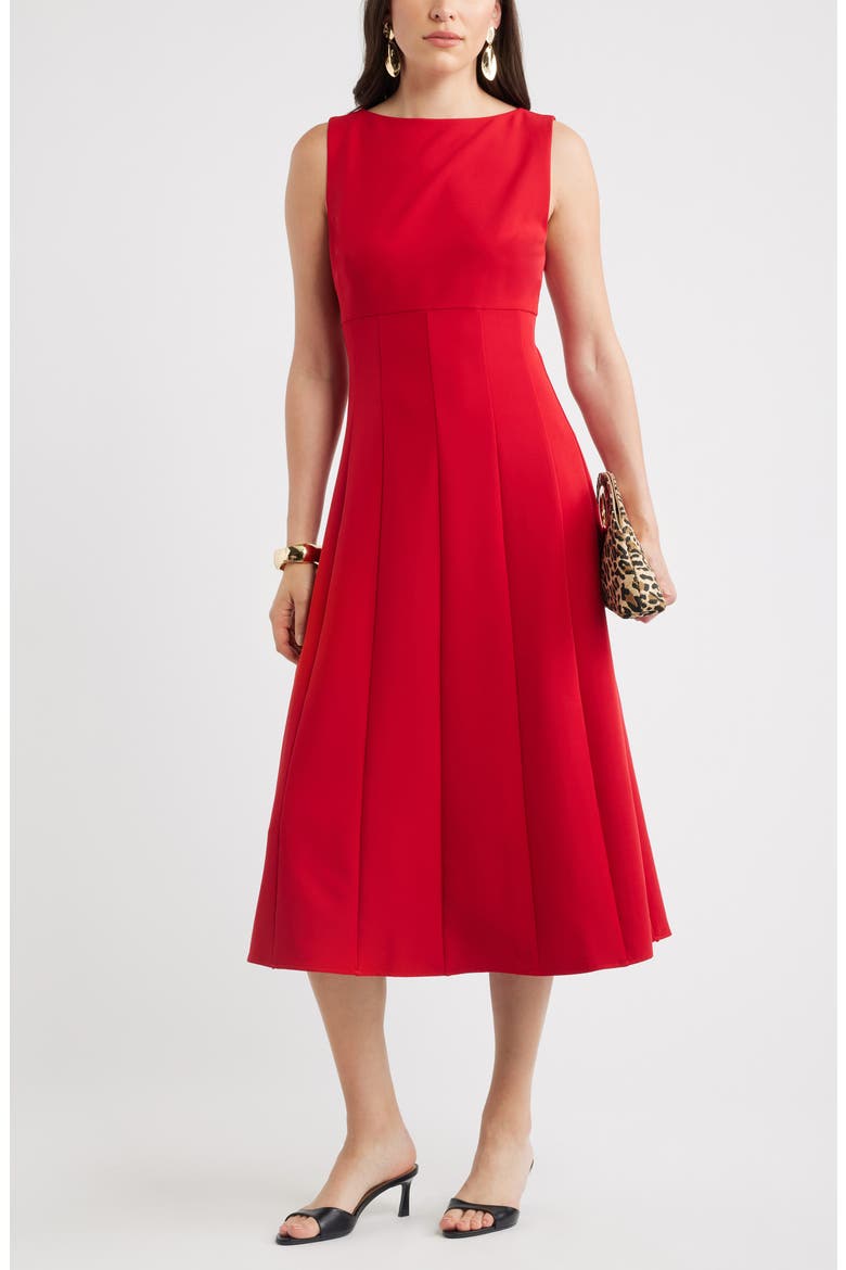 Bateau Neck Midi Dress, Main, color, RED EMBOLDENED
