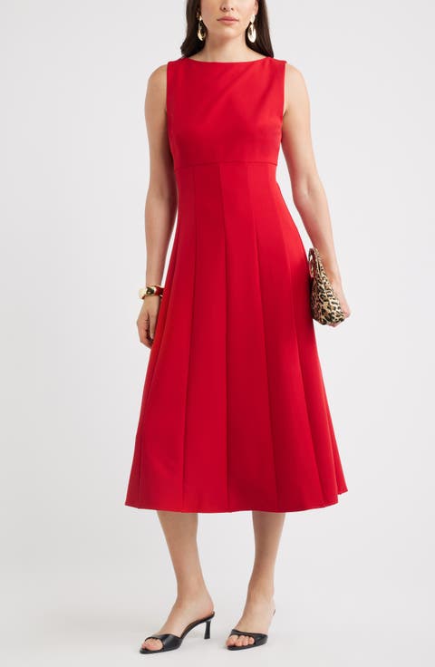 red mid length dress Midi Dress, Puff Sleeve Romantic Dress, Elegant Tea Outfit for Date Night, Dinner, Special Moments This stunning dress features a vibrant red color MISSKY Women's 3/4 Sleeve Pocket