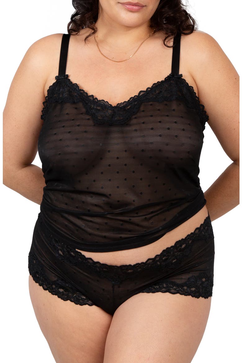 Sheer Whisper Camisole & Boyshorts Set, Main, color, ONYX