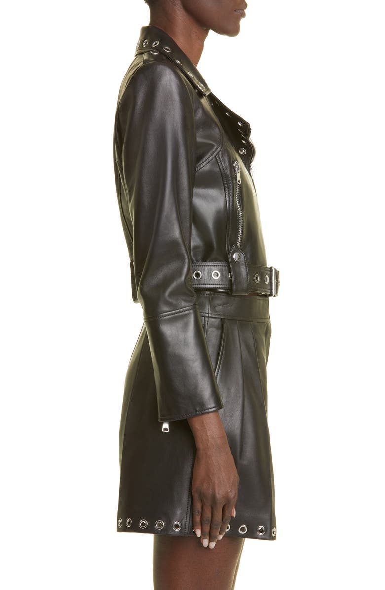 McQueen Grommet Leather Biker Jacket, Alternate, color,