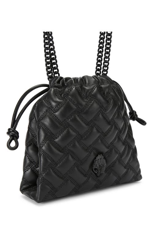 Kurt Geiger London Small Kensington Drench Quilted Leather Drawstring Crossbody Bag In Black