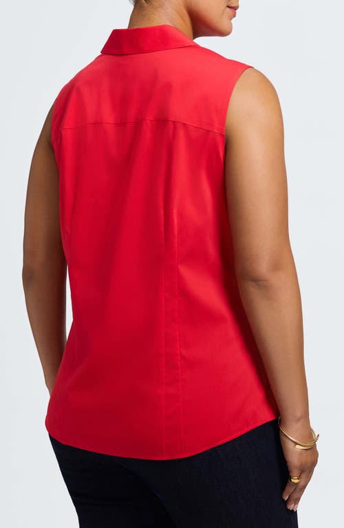 Foxcroft Taylor Sleeveless Button-up Shirt In Red