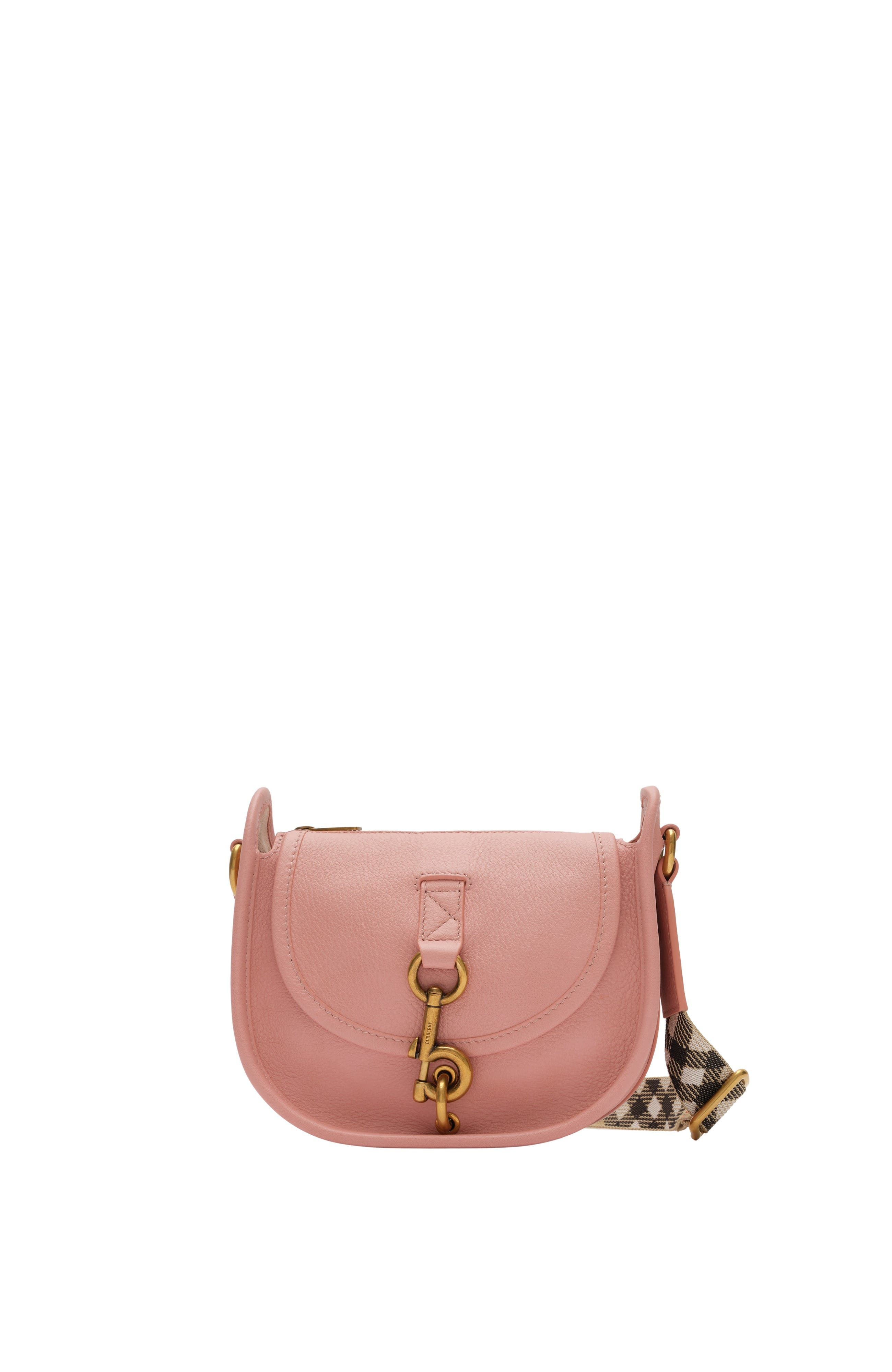 Burberry Mini B Clip Messenger Bag, Main, color, Peony Pink