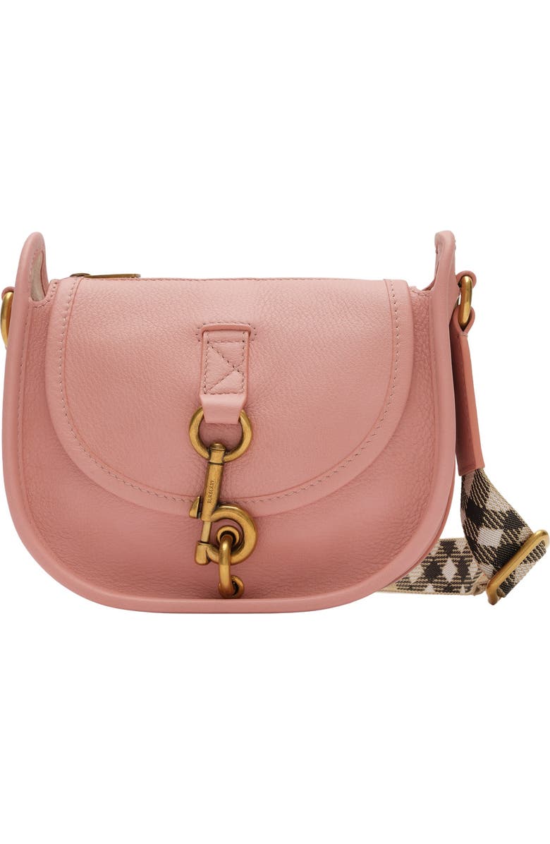 Burberry Mini B Clip Messenger Bag, Main, color, Peony Pink