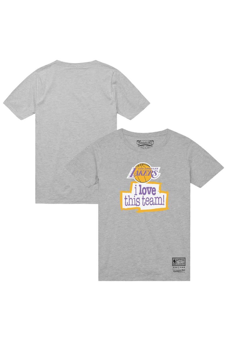 Men's Mitchell & Ness  Heather Gray Los Angeles Lakers I Love This Team T-Shirt, Main, color, Heather Gray
