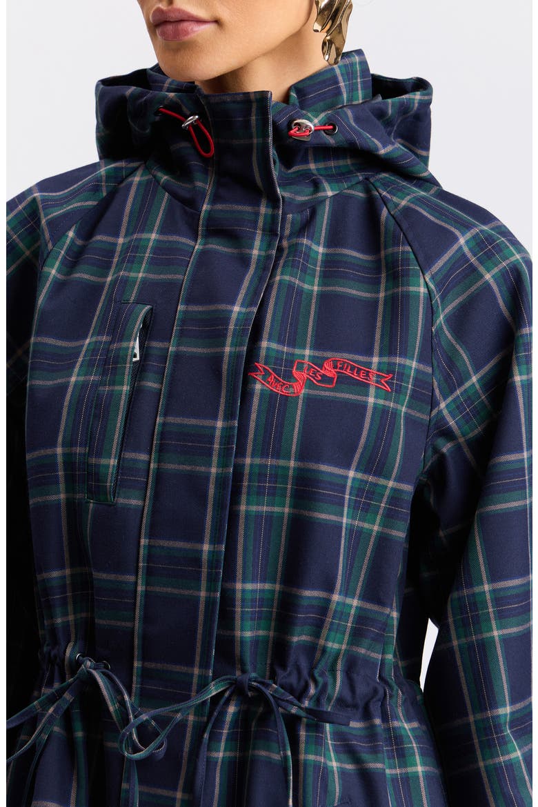 Plaid Hooded Anorak, Alternate, color, NAVY-GREEN PLAID