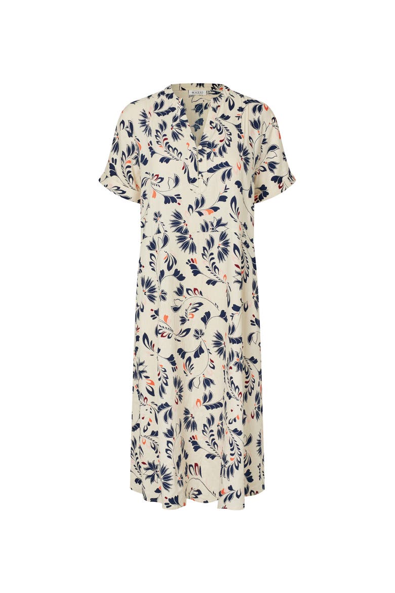Manirevia Soft Linen Midi Dress, Alternate, color, Medieval Blue