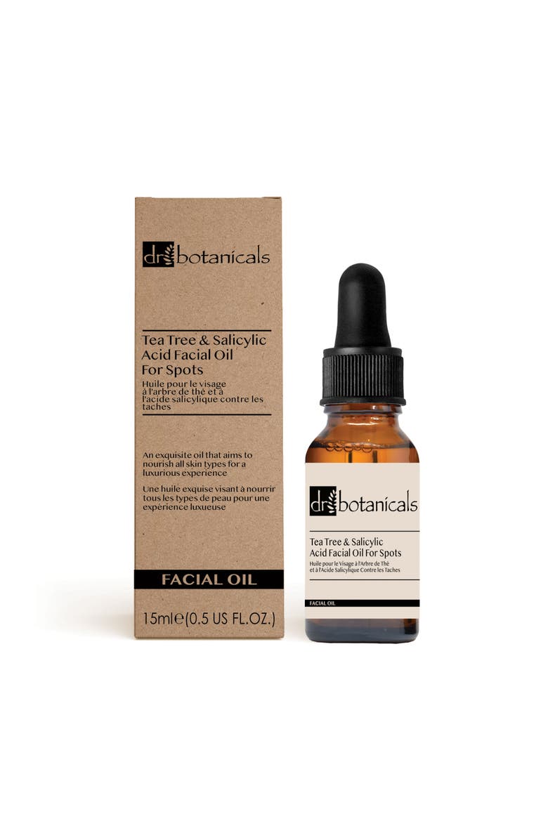 DR BOTANICALS Eucalyptus, Tea Tree & Salicylic Acid Facial Oil For Spots 15ml, Alternate, color, White
