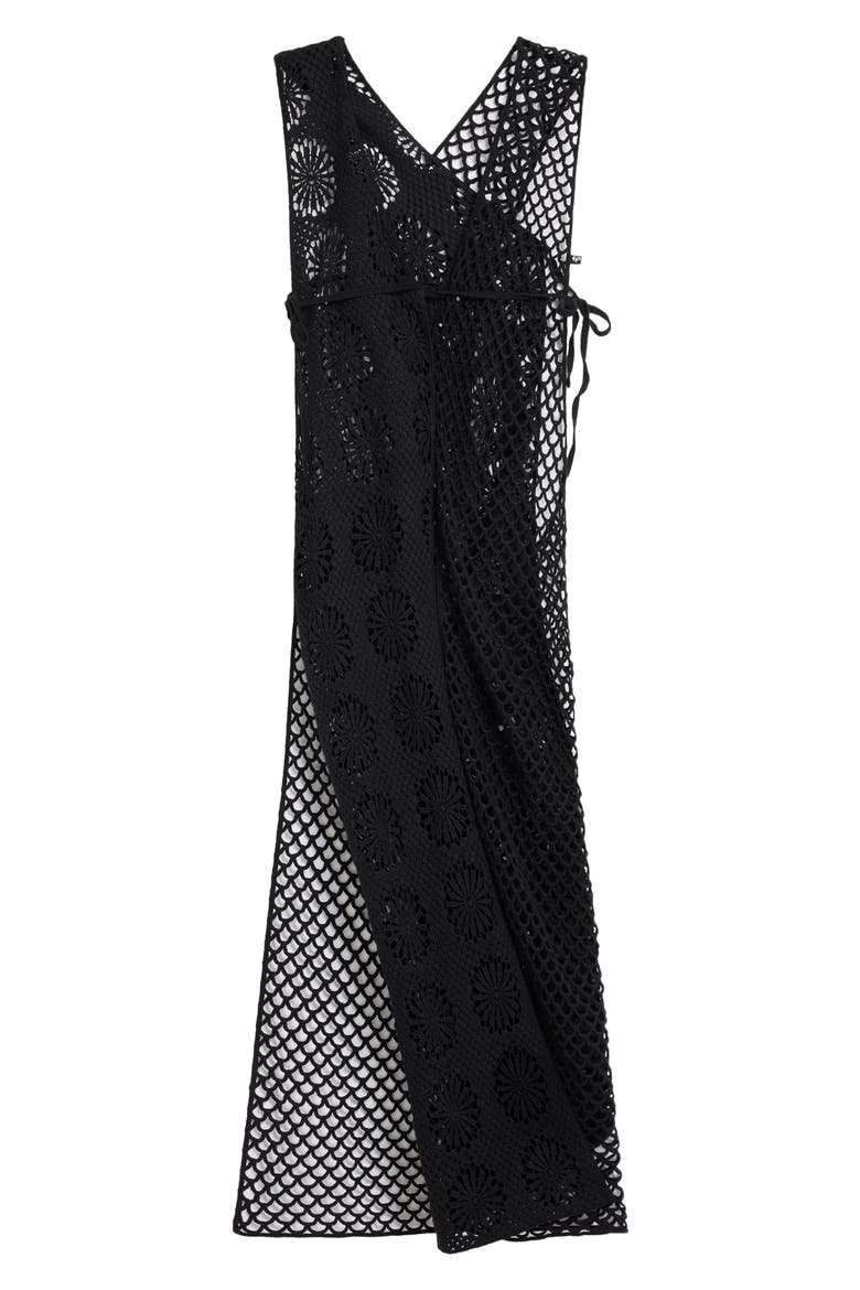 Open Kit Cover-Up Maxi Wrap Dress, Alternate, color, BLACK