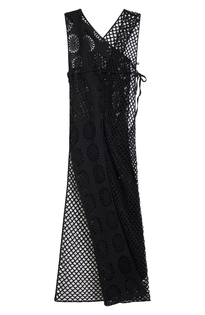Desigual Open Kit Cover-Up Maxi Wrap Dress, Alternate, color, Black