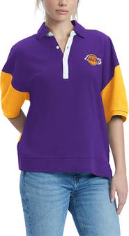 TOMMY JEANS Women's Tommy Jeans Purple Los Angeles Lakers Taya Puff Sleeve Pique Polo Shirt