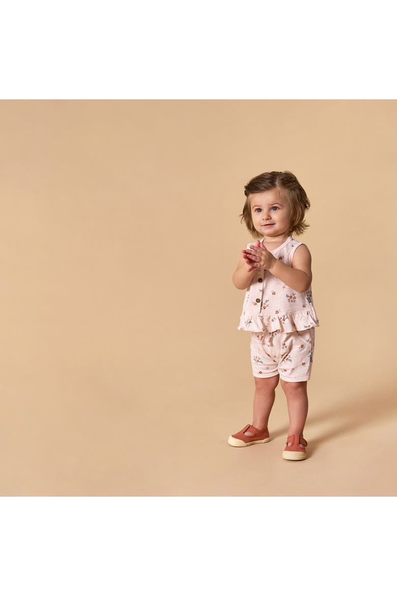 Sleeveless Peplum Tops and Shorts Set, Alternate, color, Rose Flower Bunch