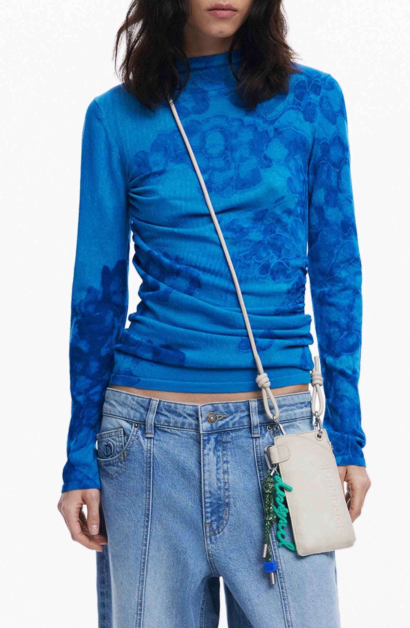 Desigual Faux Leather Crossbody Wallet, Alternate, color, Light Gray