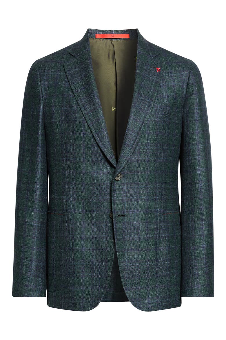 Overcheck Wool, Silk & Cashmere Sport Coat, Main, color, DARK GREEN 480