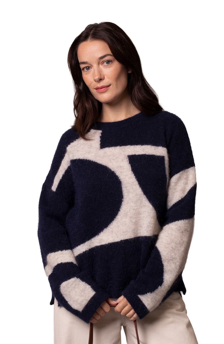 Celtic & Co. Abstract Geo Sweater, Main, color, Navy / Oatmeal