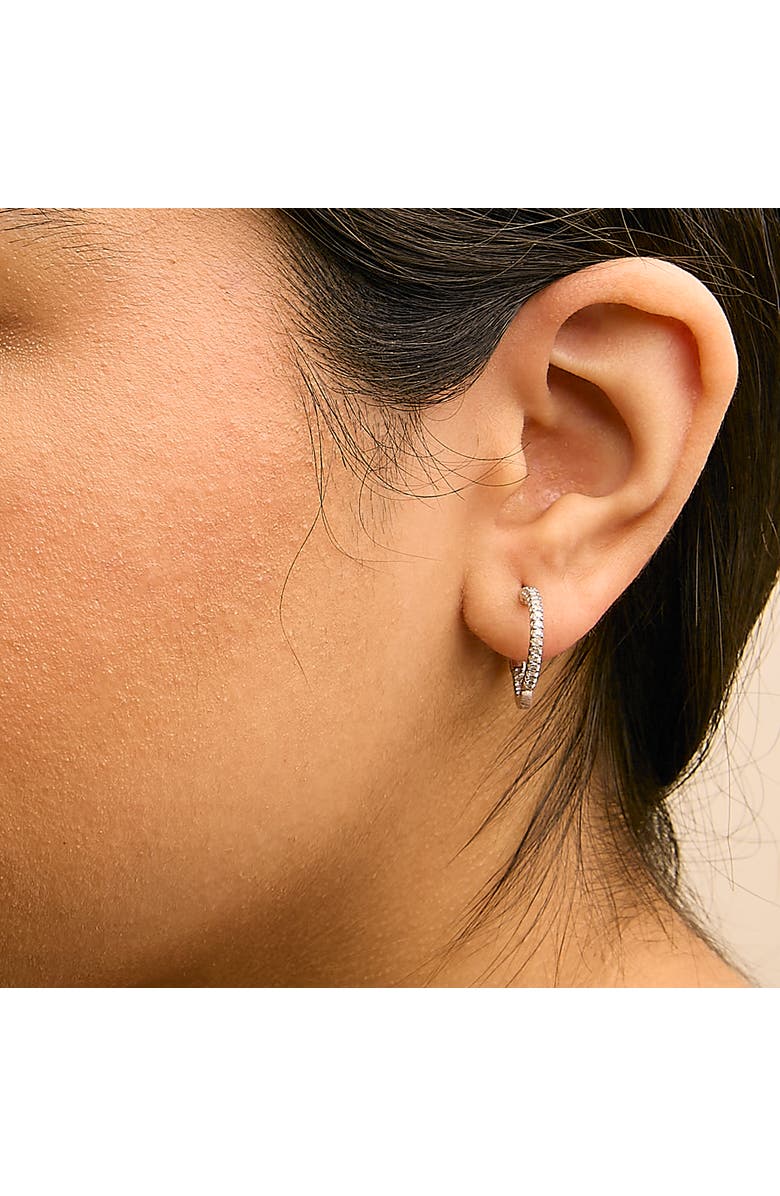 Haus of Brilliance Silver 1/2 Ct Princess Diamond Inside Out Hoop Earrings, Alternate, color, White