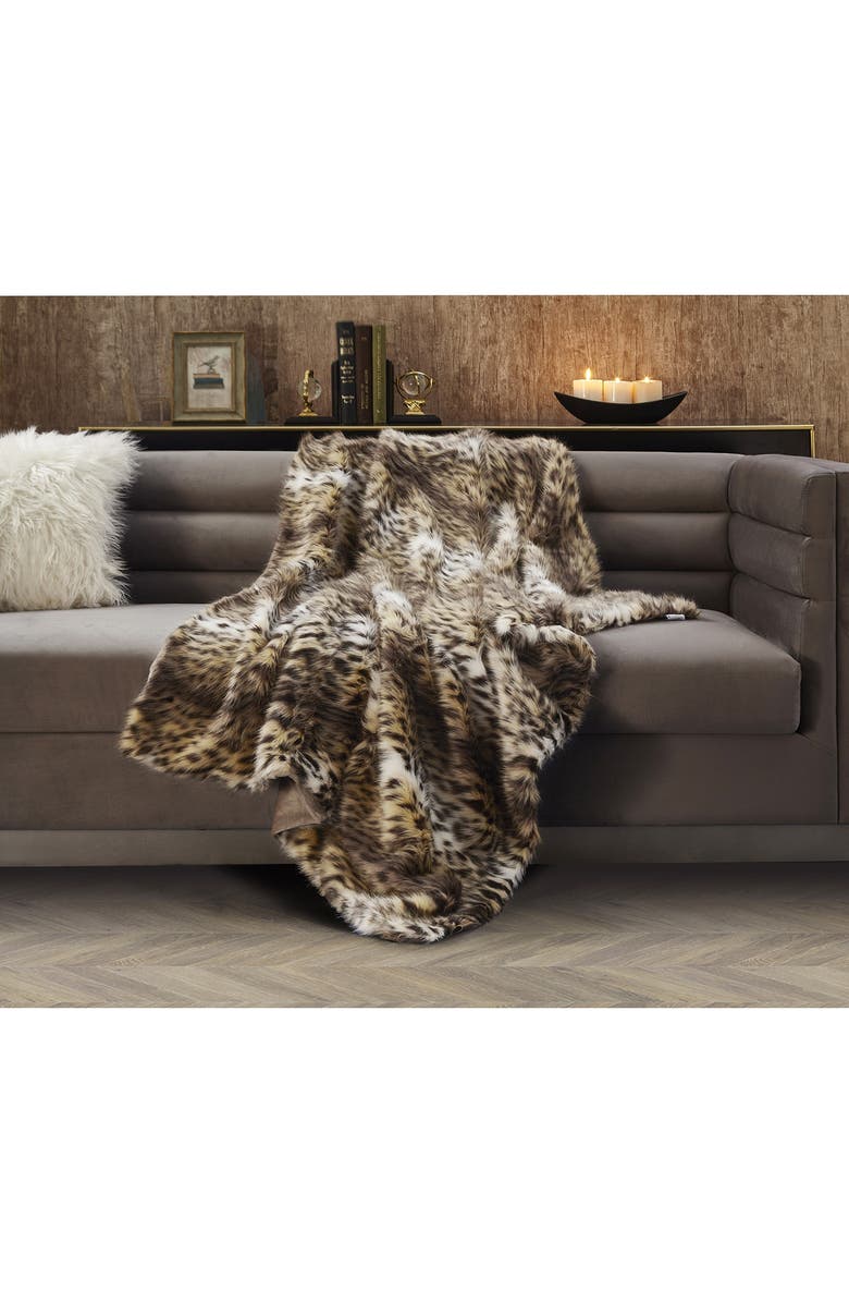INSPIRED HOME Cheetah Print Faux Fur Throw Blanket, Alternate, color, 
