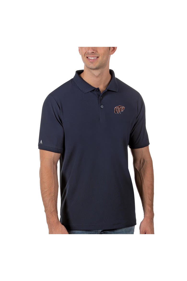 Men's Antigua Navy UTEP Miners Legacy Pique Polo, Main, color, Navy