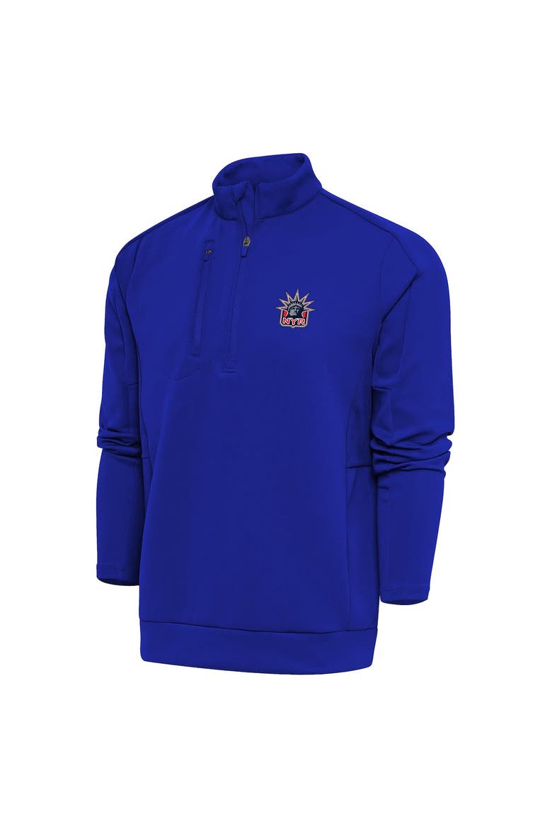 Men's Antigua Royal New York Rangers Special Edition 2.0 Generation Quarter-Zip Pullover Top, Main, color, Royal