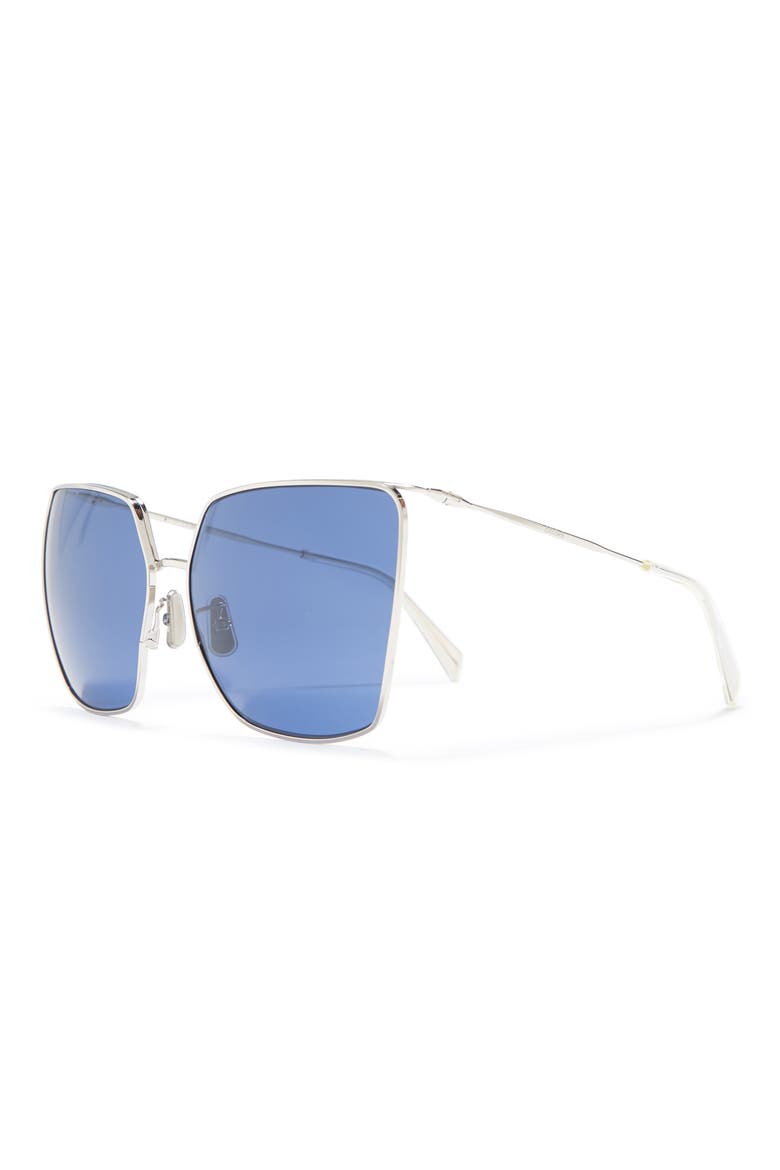 65mm Butterfly Sunglasses, Alternate, color, SHINY PALLADIUM / BLUE