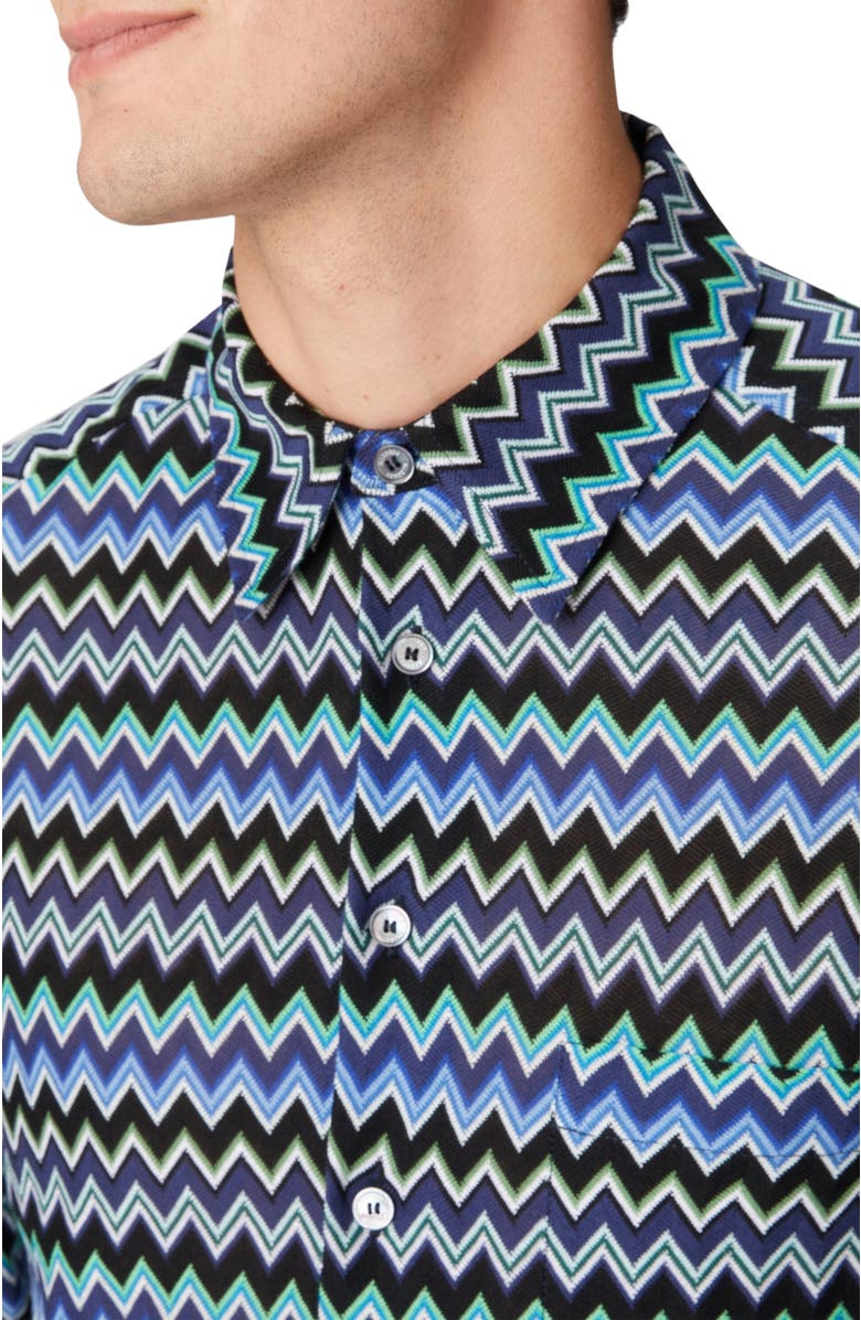 Missoni Zig Zag Cotton Shirt With Breast Pocket, Alternate, color, 