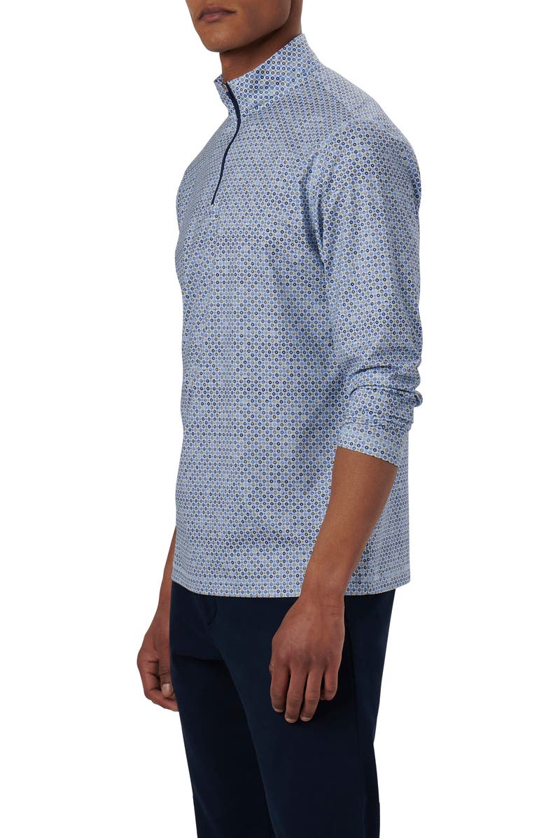 Bugatchi OoohCotton<sup>®</sup> Print Quarter Zip Pullover, Alternate, color, Air Blue