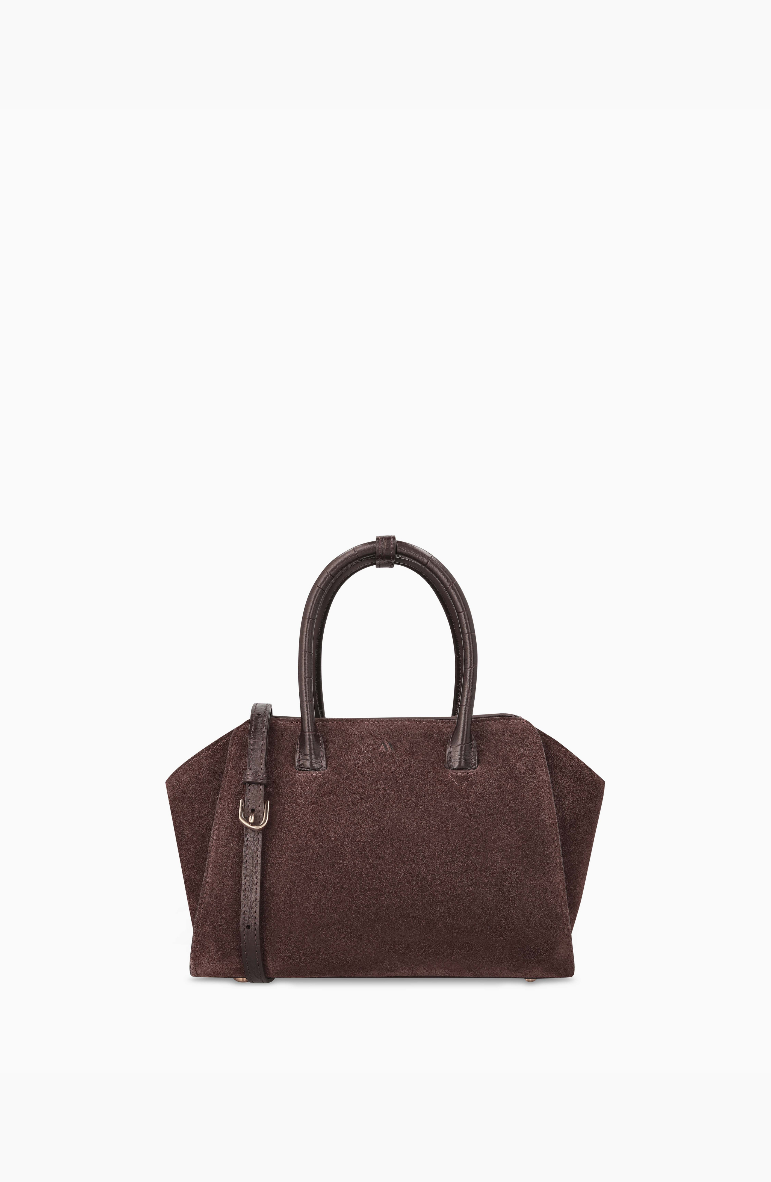 Mini Voyager Leather Crossbody Bag - Suede, Main, color, Suede Espresso