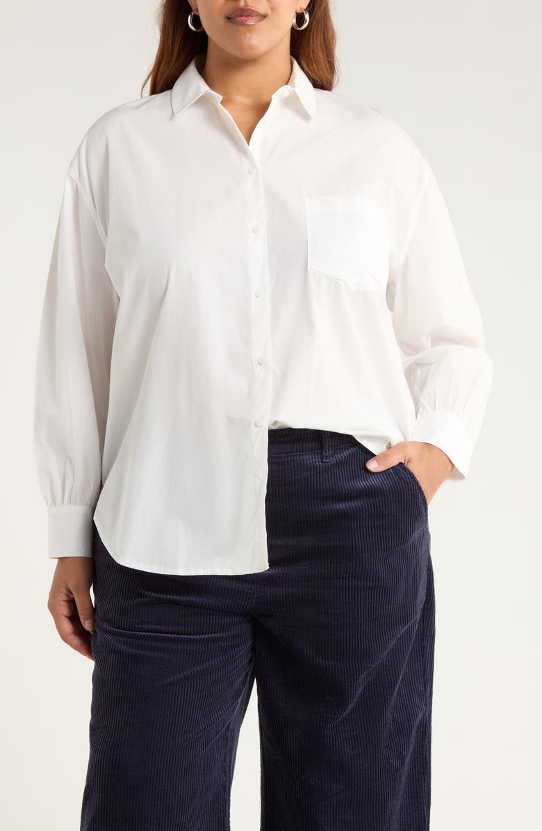 Seasalt Cornwall Sea Path Oversize Organic Cotton Poplin Button-Up Shirt, Main, color, Salt