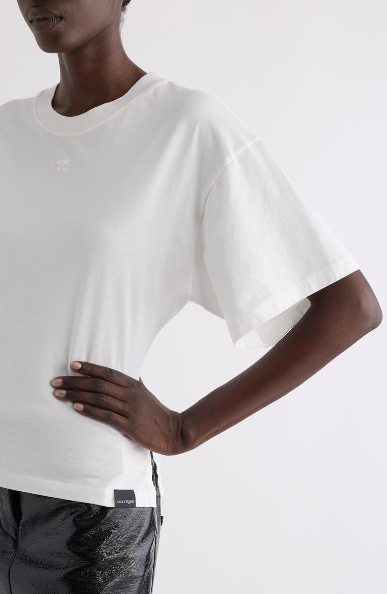 Courrèges Embroidered Logo T-Shirt, Alternate, color, Heritage White