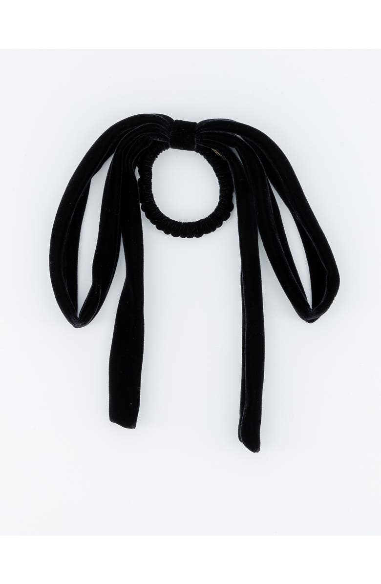 Alexandre de Paris Isild Velvet Ribbon Hair Tie, Main, color, Black